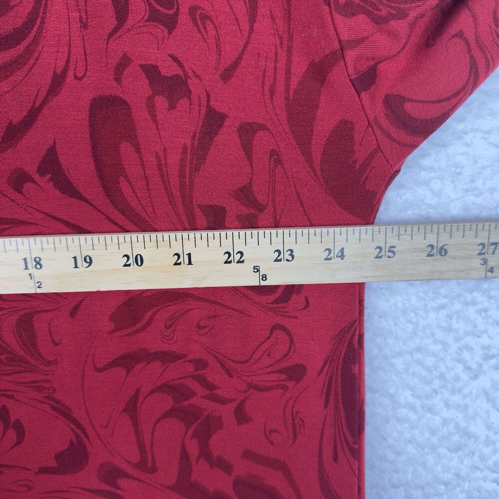 Athleta Womens Coaster Luxe Sweatshirt Large Red Paisley Pullover Athleisure Top - Picture 15 of 16